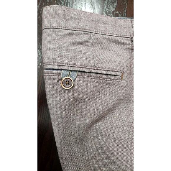 Ted Baker London Pants Mens 38R Flat Front Mid Rise Straight Leg Trousers Cotton - Picture 9 of 11